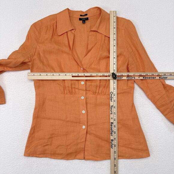 Talbots Linen Top Size 6 Orange Button Front Summer Thin Knit Beach 3/4 Sleeves - Picture 7 of 9